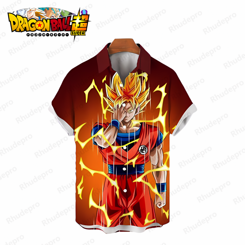 Chemise Goku Dragon Ball Z pour hommes, vêtements de style plage, mode Super Saiya, été, Y2K, streetwear Anime respirant mignon, Harajuku, 2024