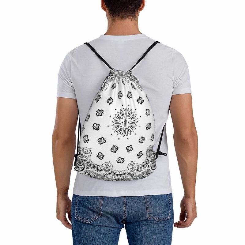 Bandana zaini bianchi personalizzati borse Casual con coulisse borsa con coulisse tasca per articoli vari borse per libri per studenti di viaggio