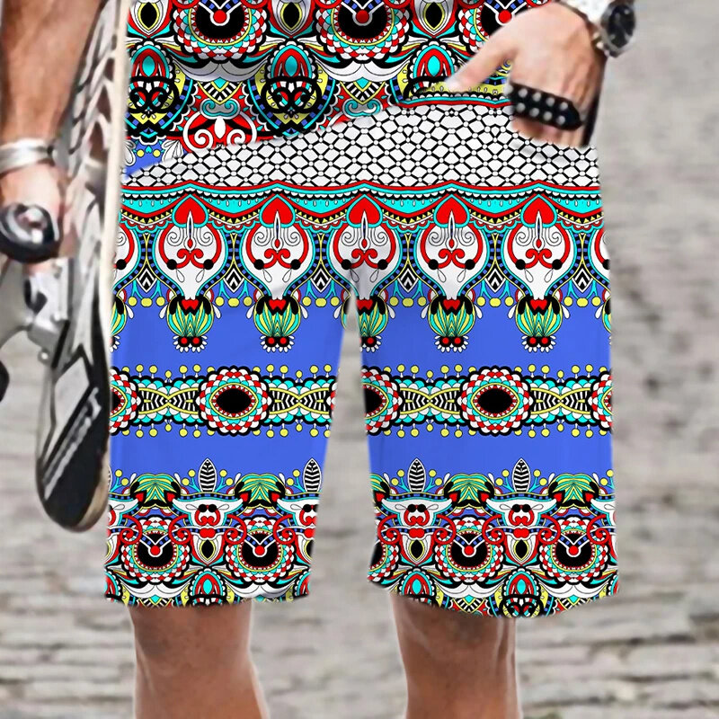 Harajuku 3D Printed Exotic Ethnic Patterns Beach Shorts Men Summer Vintage Swim Pants Fashion Streetwear TrunkCool  Board Shorts