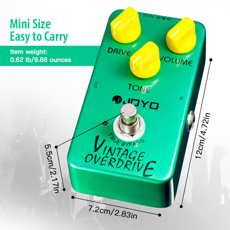 JOYO JF-01 Vintage Overdrive Guitar Pedal Classic Tube Screamer Overdrive Guitar Effect Pedal True Bypass Guitar Accessories
