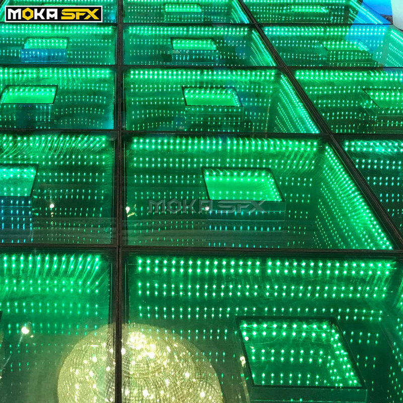25 sztuk/partia 3D parkiet taneczny wodoodporny LED lustro podłogowe oświetlenie sceniczne zapalają płytki podłoga do kina rozrywki ślubnej