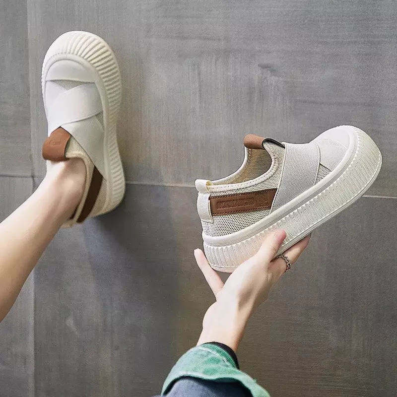 รองเท้าผ้าใบลำลองผู้หญิงใหม่ฤดูร้อนรองเท้าวิ่งกีฬารองเท้าผู้หญิง Comfort สลิปออนรองเท้าผ้าใบ zapatos de mujer ขนาด35-40