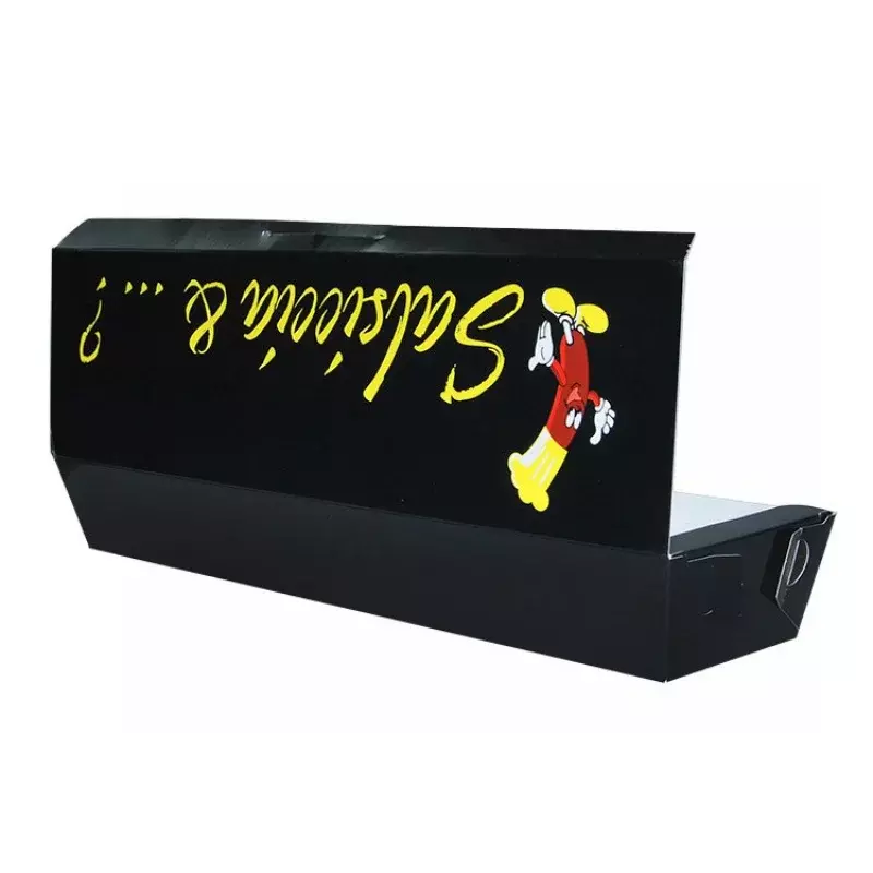 Bandejas descartáveis do empacotamento do alimento do Takeaway, caixa de papel do cachorro quente do Taco, produto personalizado