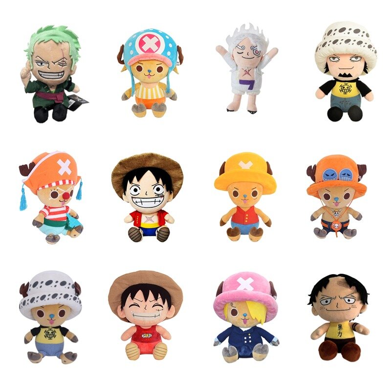 Figuras de Anime originales de One Piece, juguetes de peluche de Cosplay, Zoro, Luffy, Chopper, Ace Law, muñeca linda, colgantes de dibujos animados, regalo de Navidad para niños, 25CM