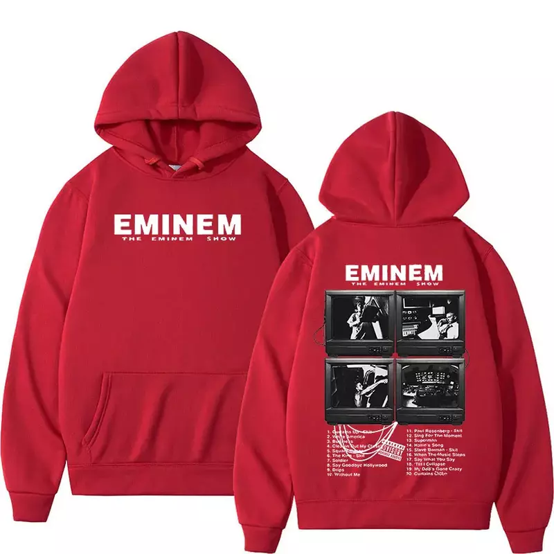 Hot Rapper Eminem World Tour Printed Hoodie Men Women High Street Fashion Hooded Sweatshirts Hip Hop Vintage Oversized Pullovers