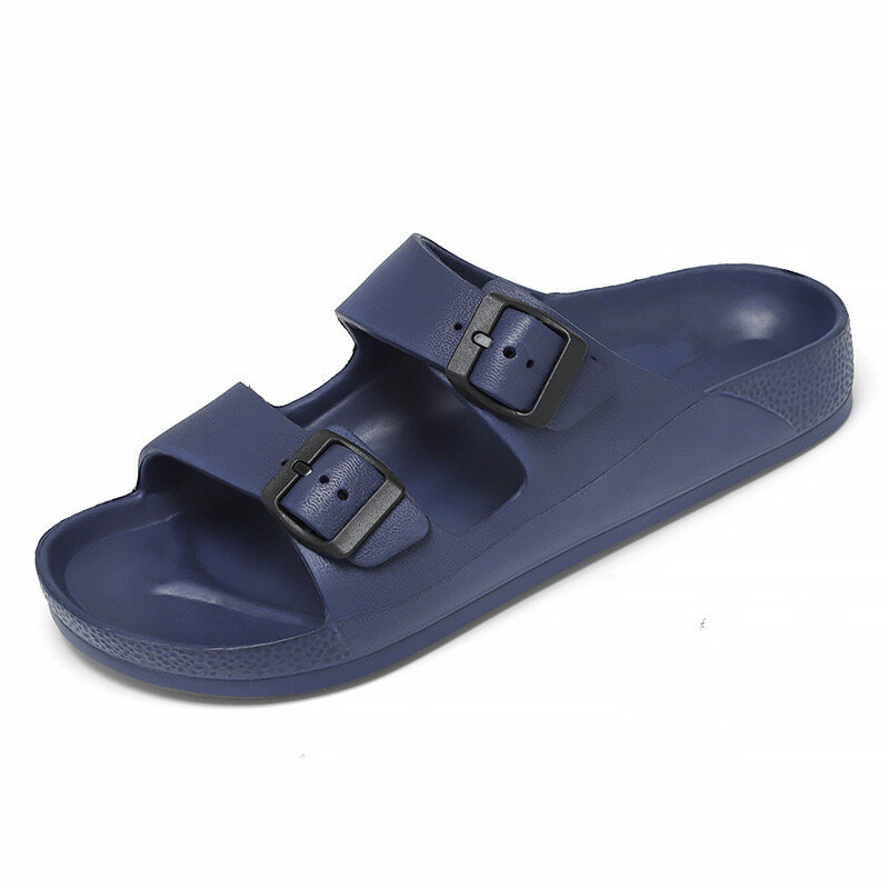 Sandalias de verano para hombres y mujeres, zapatillas impermeables de doble hebilla EVA, zapatos planos informales ligeros para playa al aire libre