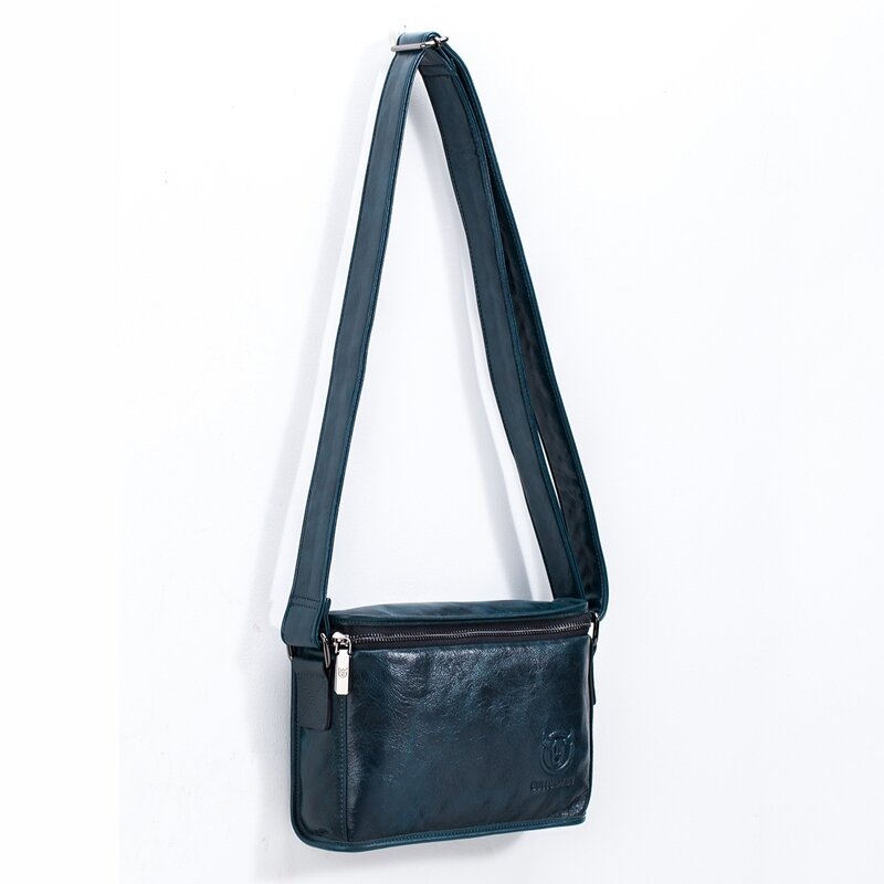 BULLCAPTAIN Brand Men's Casual Shoulder Bag Retro Messenger Bag Handbag Leather Bag Large Capacity Pocket Small Square Bag