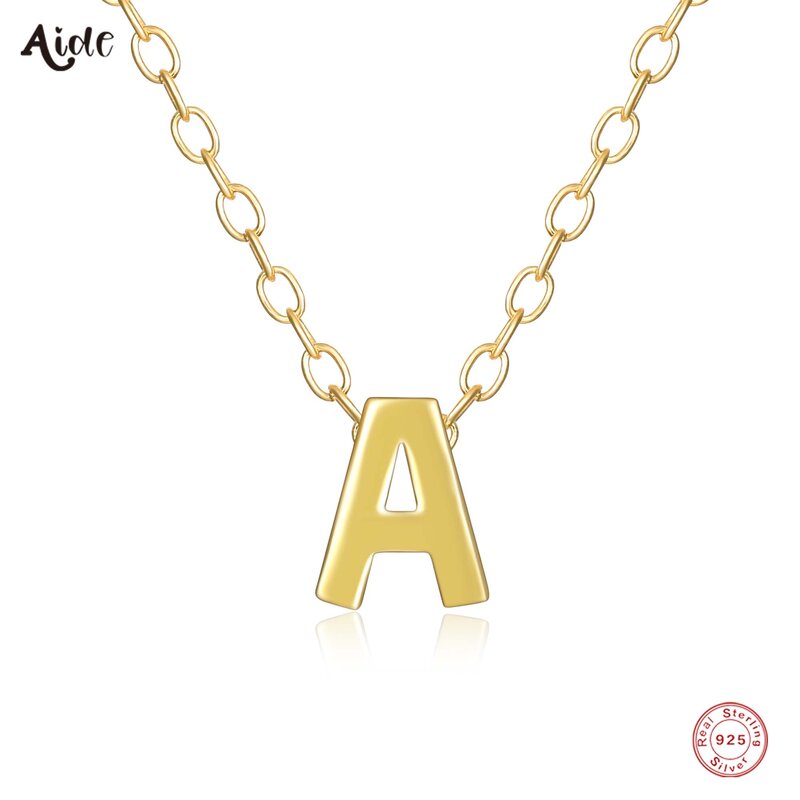 Aide 925 Sterling Silver Initial Letter Pendant Necklace For Women Girl A-Z Alphabet Collares Mujer Fine Jewelry Christmas Gifts