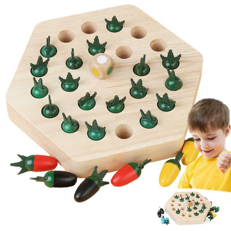 ชุดหมากรุกเกมกระดานแบบอเนกประสงค์ Montessori เกมจับคู่สีรูปร่างแครอทเพื่อการศึกษา