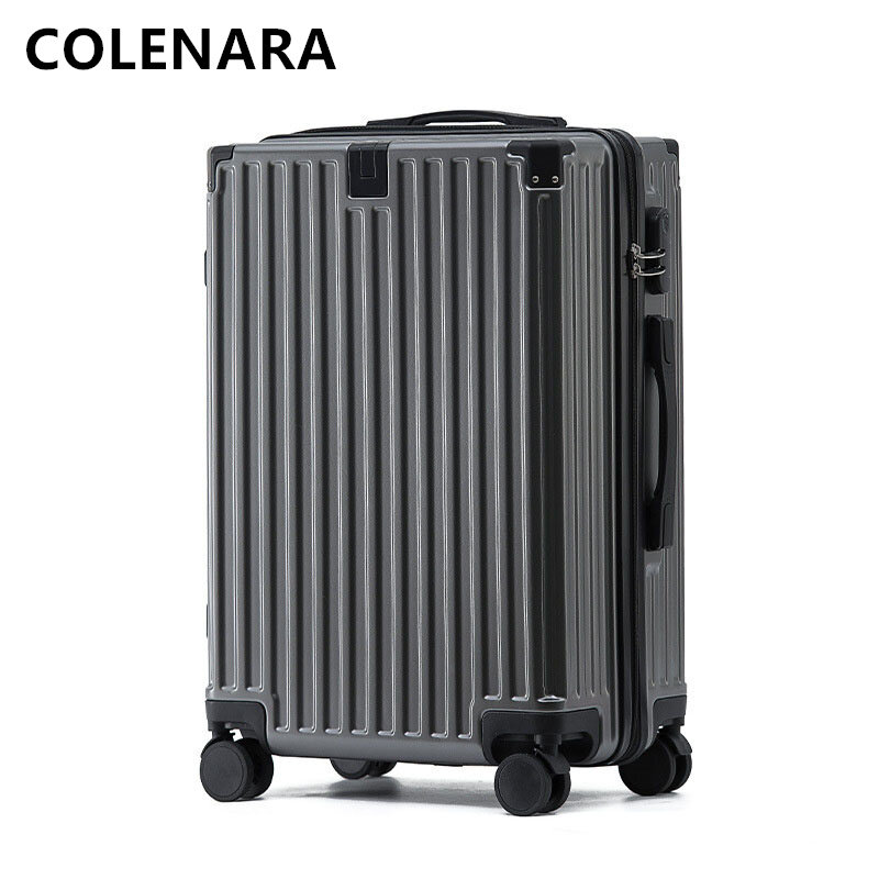 COLENARA koper PC pria dan wanita, koper berpergian bingkai aluminium besar 20 "22" 24 "26" 28 inci untuk lelaki