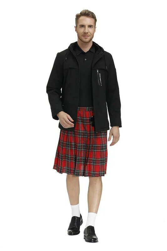 Cinturón a cuadros tradicional de Escocia Kilt para hombre, cadena Bilateral plisada, gótico, Punk, Hip-hop, pantalones de tartán escoceses de vanguardia, faldas