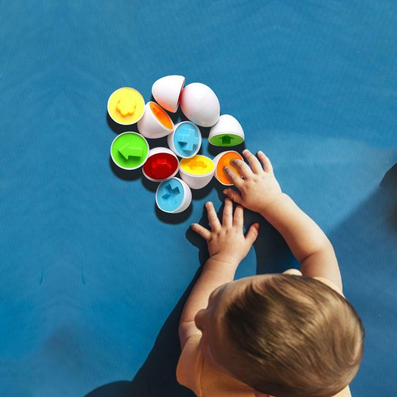 Mainan matematika pendidikan pembelajaran Montessori, telur pintar 3D Puzzle permainan untuk anak-anak, mainan populer, alat bentuk campuran 6-buah