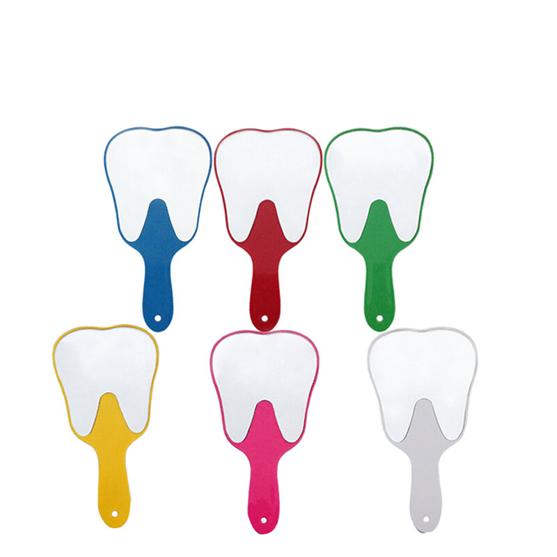 Miroir à Main Dentaire en PVC Incassable en Forme de Dent, avec Poignée, pour ret Buccal, Soins Buccaux, Cadeau Dentiste