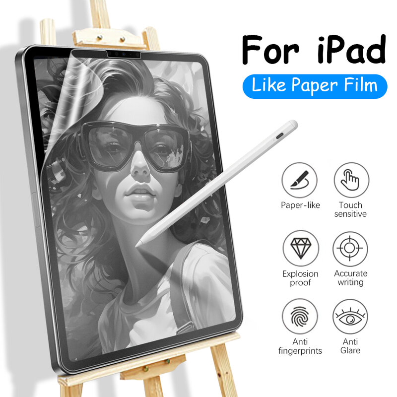 ฟิล์มกันรอยแบบด้านสำหรับ iPad Air 13 11 M2 5 4 3 2 1เหมือนฟิล์มกระดาษ Pro 13 11 M4 12.9 10 9 9th 10th Gen MINI 6 10.9 10.2 2024
