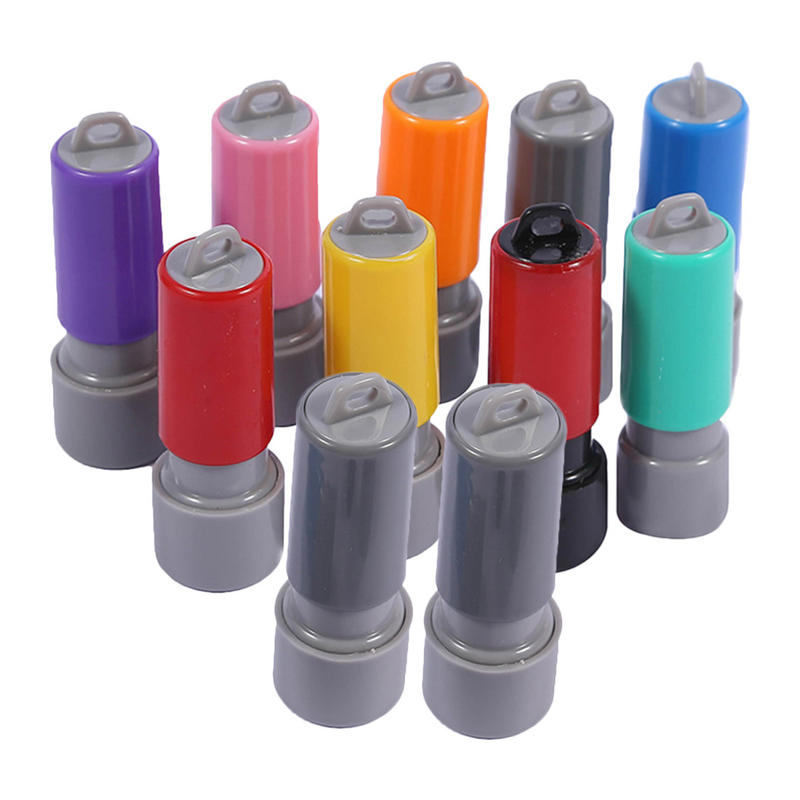 Tinta segel DIY 10 buah, alat membuat stempel liburan dengan bantalan nama plastik kosong