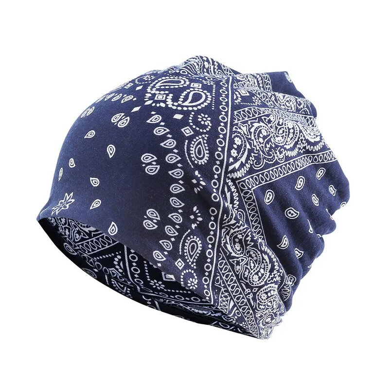 Cashew Flower Printed Beanies  Scarf  Hat Dual-Use Skullies Spring Autumn   For Women Men Windproof  Ear Protection Stacked Caps