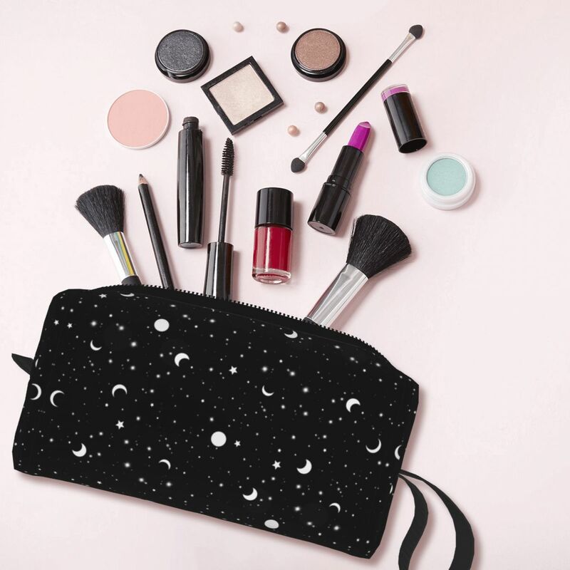 Black Universe Makeup Bag Cosmetic Organizer Storage Dopp Kit Toiletry Cosmetic Bag for Women Beauty Travel Pencil Case