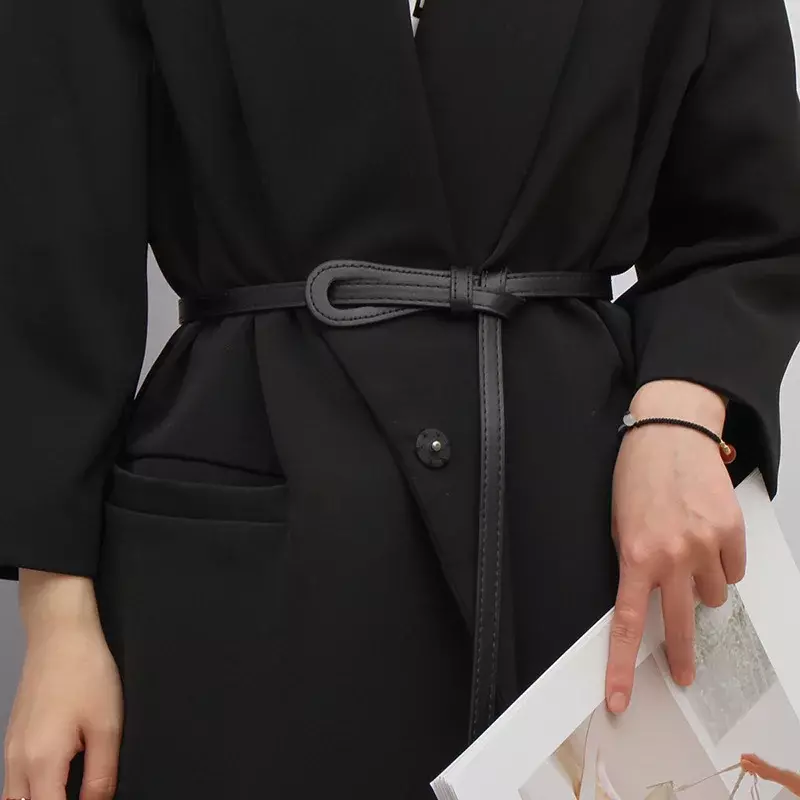Dünne Knoten gürtel für Frauen Gürtel Dame Bund weicher Pu Ledergürtel schwarze Kaffee gurte wilde lange Kleider mantel Accessoires Luxus