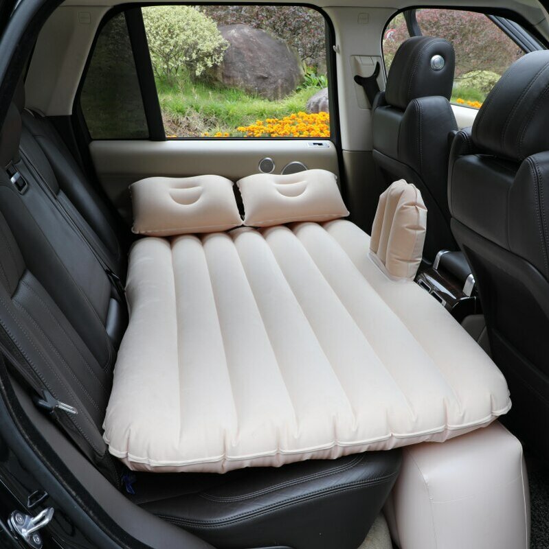 Cama inflable para coche, cojín de aire de tela ambiental flocado ultrasuave, portátil y cómodo