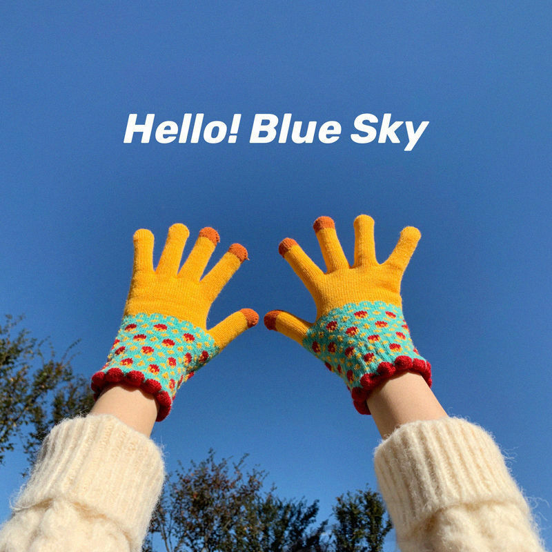 Women's Winter Touch Screen Gloves Girl Cute Fashion Full Finger Cashmere Knitted Warm Hand Thickened Outdoor Cycling Mittens