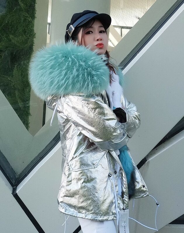 MaoMaoKong 2023 nowa płaszcz z prawdziwego futra damska zimowa kurtka zimowa z kapturem odzież damska z kołnierzem naturalne futro z lisa ciepła podszewka