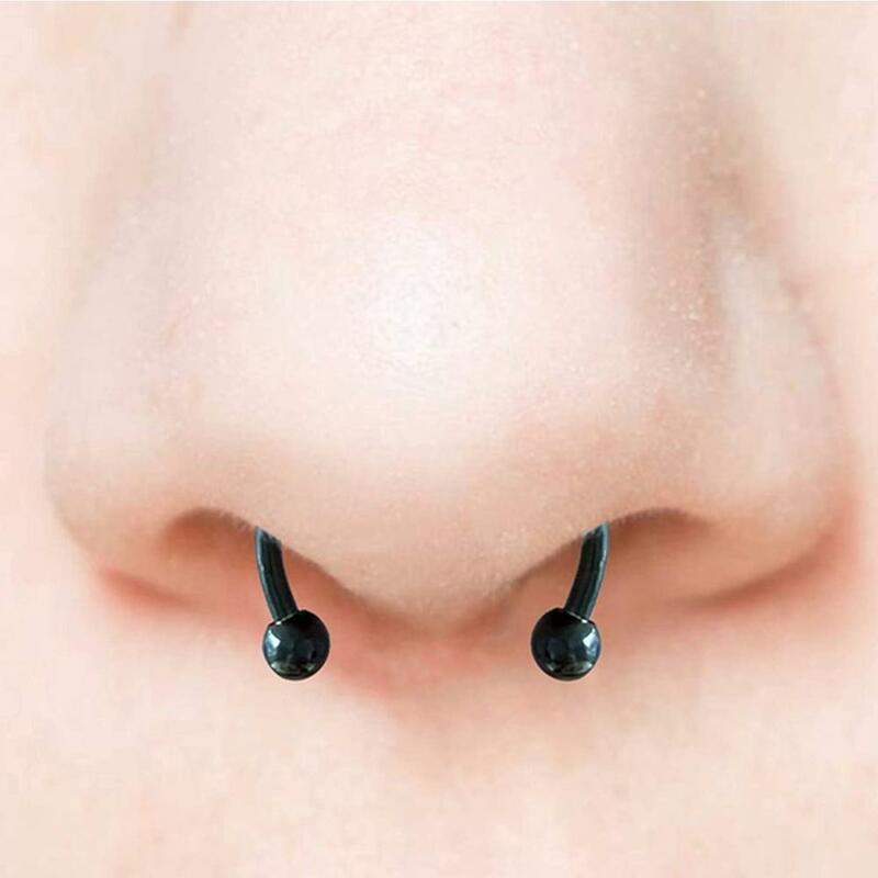 Women Fake Piercing Nose Hoop Septum Non Piercing Nose Clip Rock HipHoop Stainless Steel Magnet Fashion Punk Body Jewelry