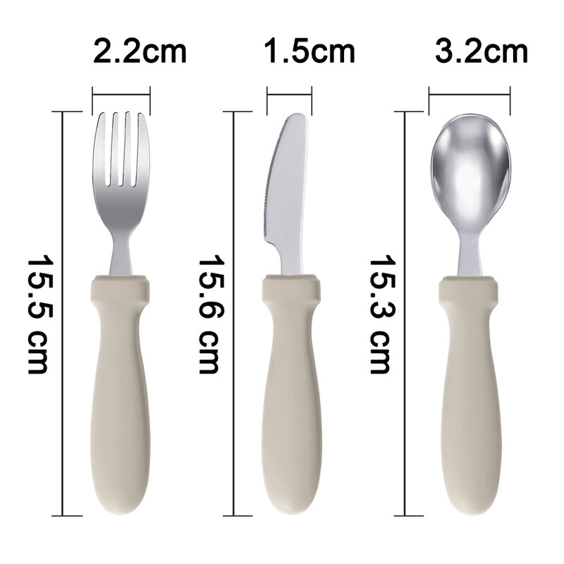 Newborn Stainless Steel Children's Tableware Spoon Fork Knife Set Dessert Spoon For Kids Baby Gadgets Feeding Cutlery Baby Stuff