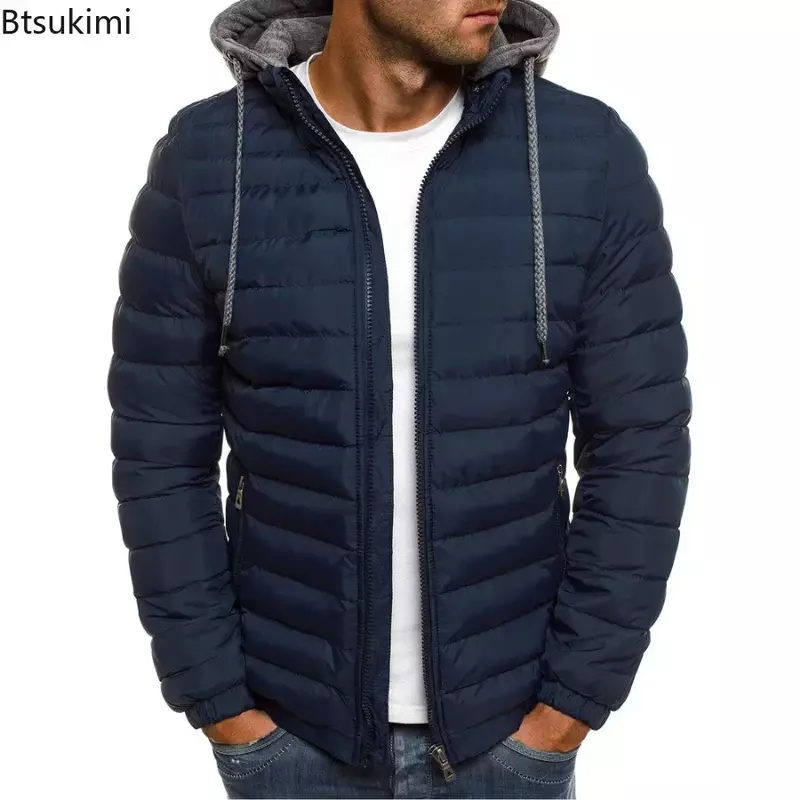 Nuovo autunno inverno parka da uomo solido cappotto di cotone con cappuccio giacca Casual vestiti caldi cappotto da uomo Streetwear piumino maschile