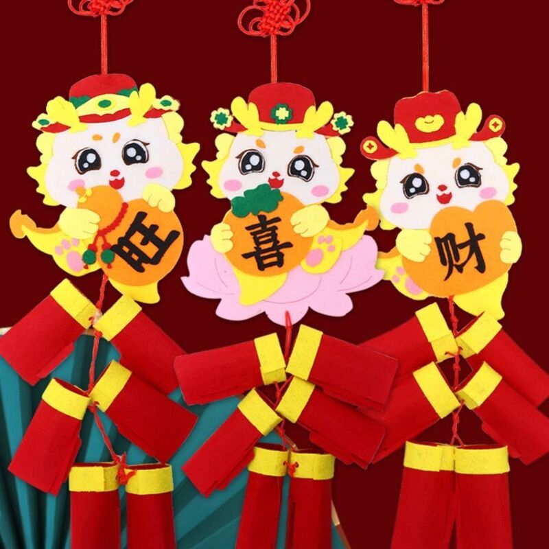 Estilo chinês Decoração Pingente, Brinquedo DIY, Dragão Padrão, Festival da Primavera Layout Props, Corda Pendurada, Artesanato