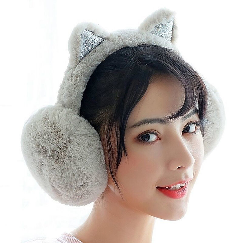 여성용 따뜻한 고양이 귀 워머 플러시 귀마개, 장난스러운 소녀 귀 머프, 차가운 보호, 사랑스러운 겨울 신상