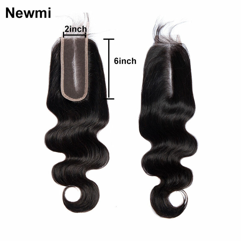 Body Wave rambut manusia penutupan 2x6 ekstensi rambut penutup renda transparan 2x6 untuk wanita rambut lurus warna alami telah ditanami