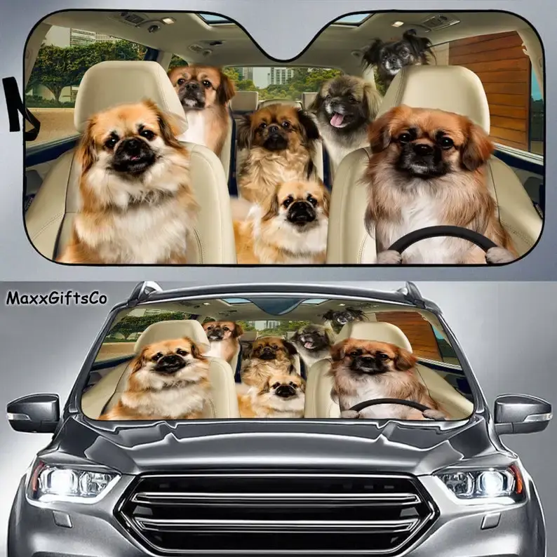ที่บังแดดรถยนต์สไตล์ทิเบตกระจกหน้ารถสุนัขร่มกันแดดของครอบครัวอุปกรณ์เสริมรถยนต์สุนัข hiasan mobil ของขวัญสำหรับพ่อแม่