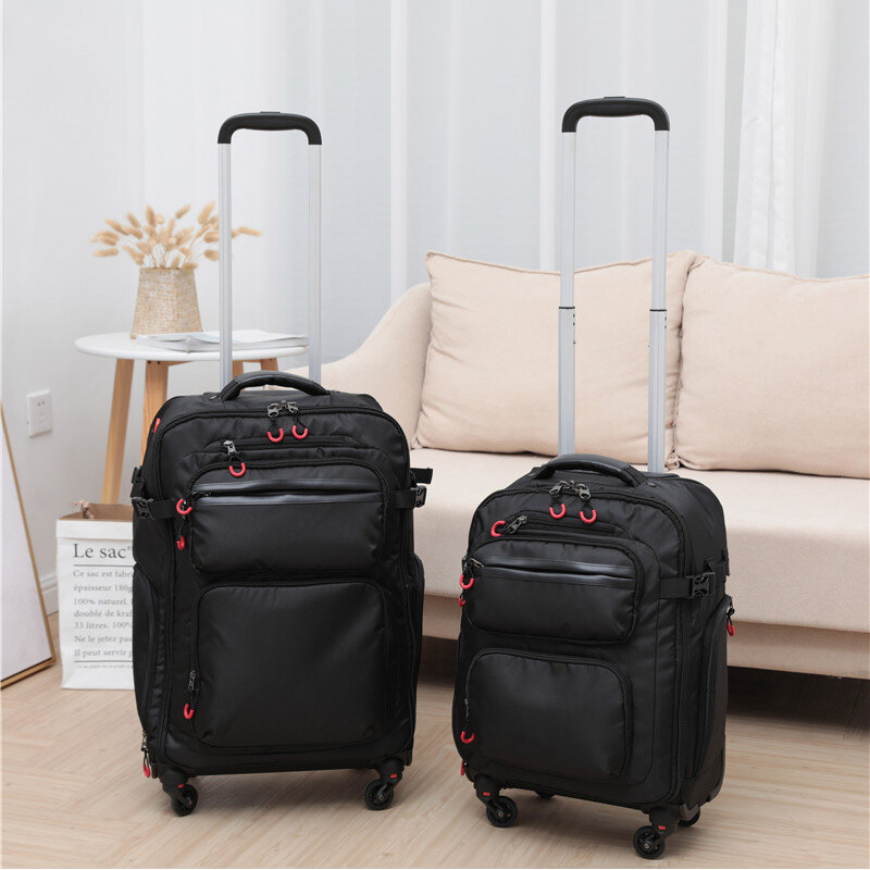 Maleta multifuncional con ruedas para hombre y mujer, mochila ligera de moda, bolsa de equipaje con cámara SLR para ordenador portátil