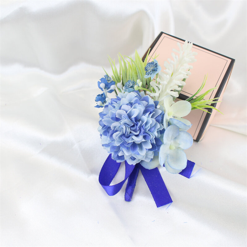 Meldel corsage, broche de lapela e pulso para noivas, bracelete branco, azul, rosa, decoração pessoal, festa de casamento