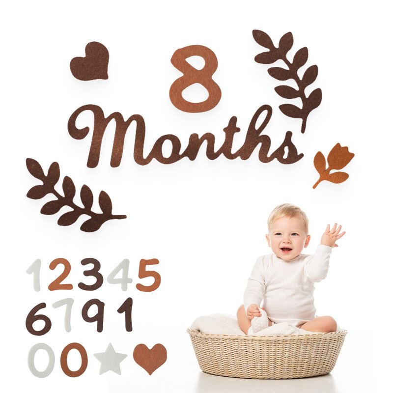 Feltro Digit Baby Month Milestone Card neonato Photography Prop Milestone Memorial mensile Baby Souvenir accessori per foto appena nati