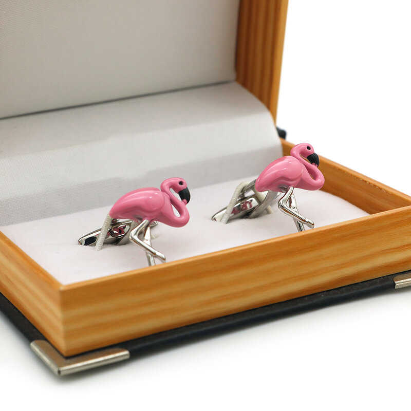Запонки iGame мужские с фламинго, качественные запонки из латуни, розового цвета, в форме птицы