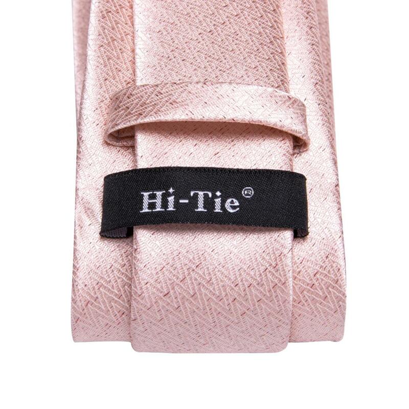 Hi-Tie Peach Pink Coral Solid Mens Silk Wedding Tie Fashion Design Elegant Necktie For Men Quality Hanky Cufflink Business Party
