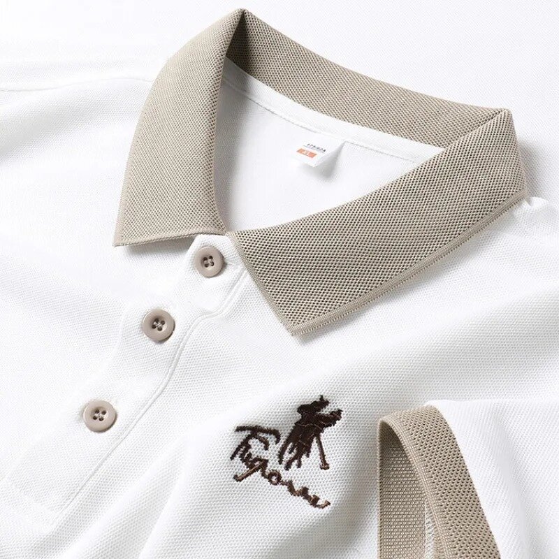 5 Colors!2024 Summer Men's Embroidered Shirt New Spinning Cotton Short Sleeved POLO Shirt High Quality Business Casual T-shirt