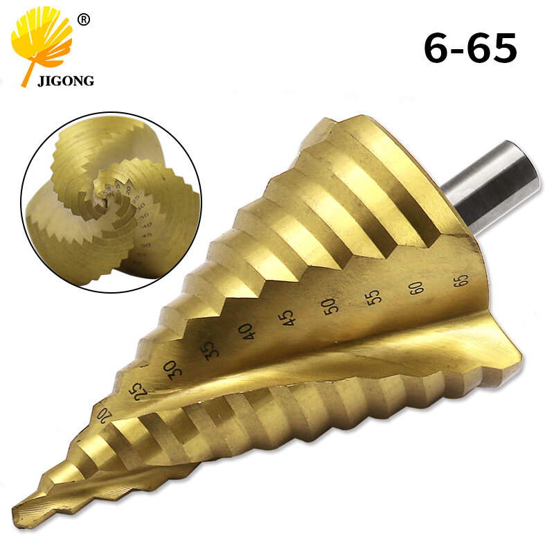 6-65mm a forma do pagode hss triângulo haste 3r espiral pagode metal aço passo broca broca furo cone broca broca