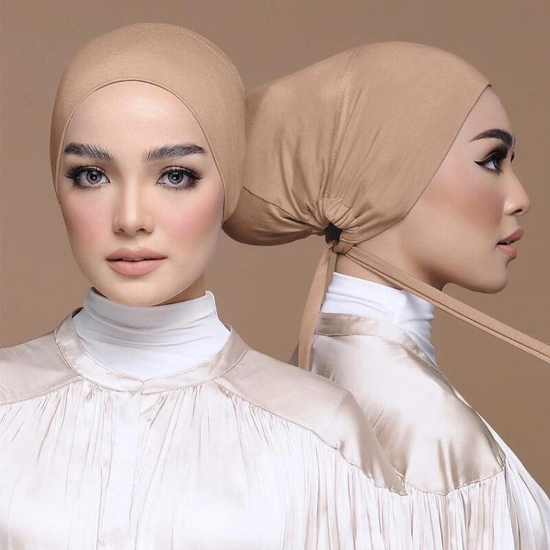 신제품 부드러운 모달 무슬림 터반 모자 내부 히잡 모자 이슬람 언더스카프 보닛 인도 모자 여성 머리랩 터반