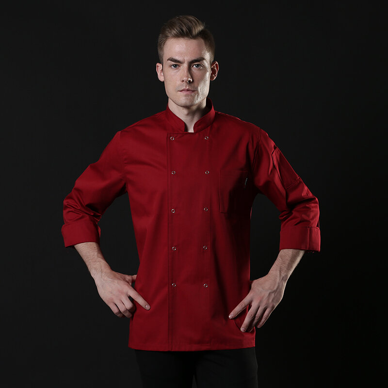 Chef-Koks Met Lange Mouwen Unisex Restaurant Hotel Cook Coat Bakerkeukenkleding Chef 'S Kok Mannelijke Ober Werk Uniform Vrouw Man