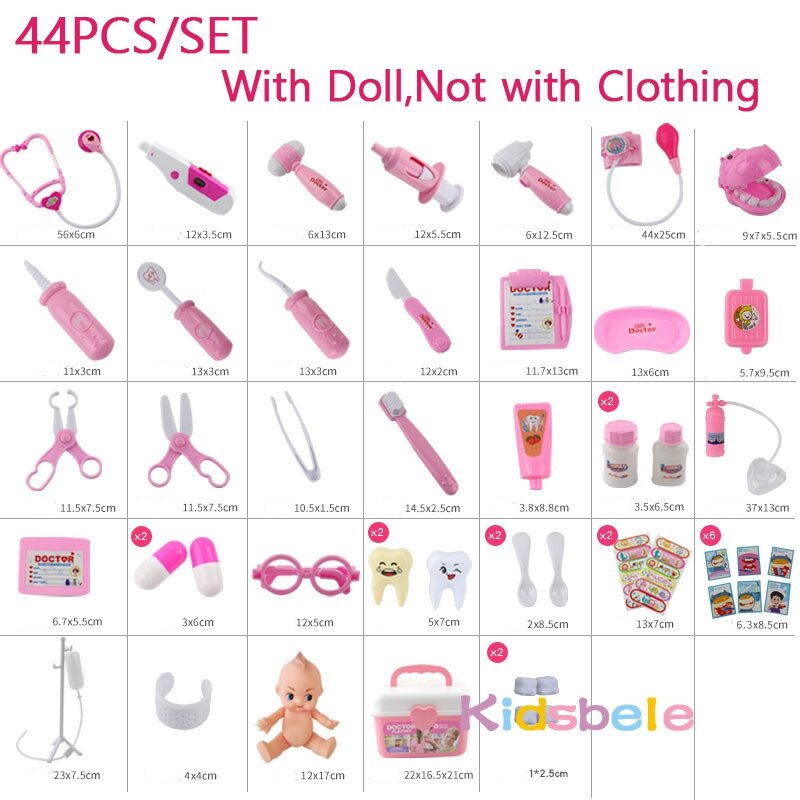 Medical Toy Kids Doctor Pretend Role Play Kit 44PCS Simulation Dentist Box Girls Educational Game Toys For Children Stethoscope