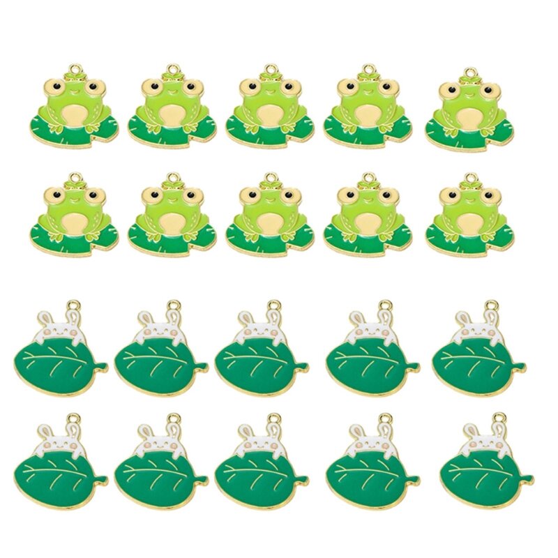 10 Stück Legierung niedlich grün für Frosch & Kaninchen Emaille Anhänger für Frauen Mädchen