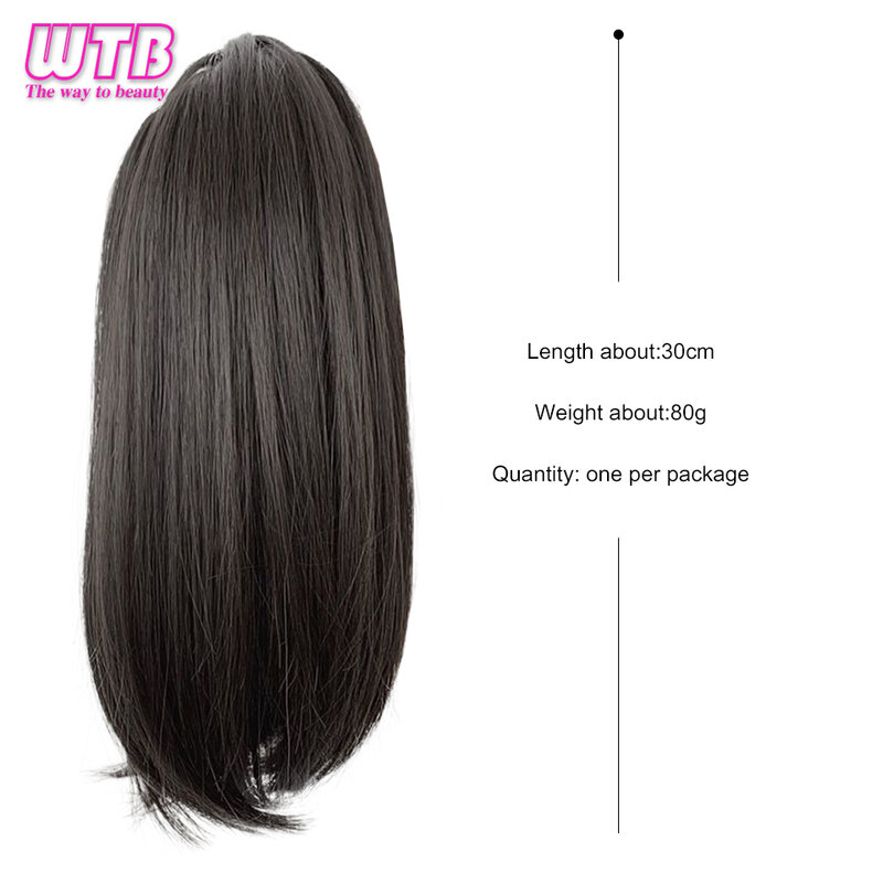 WTB 합성 그랩 클립 짧은 포니테일 가발, 여성용 포니테일 짧은 짧은 곱슬 머리, 푹신하고 가벼운 가발, 여름
