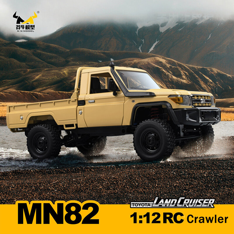 Coche todoterreno teledirigido MN82 RC Crawler 1:12, camión de recogida a escala completa, 2,4G, 4WD, faros controlables, vehículo de Control remoto, modelo de juguete para niños