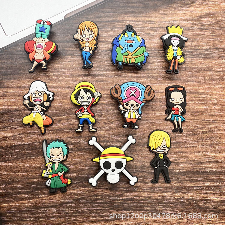 One Piece Classic Anime Figures Shoe Buckle Novelty Shoes Charms DIY Slippers Accessories Souvenir Boys Kids Party X-mas Gifts