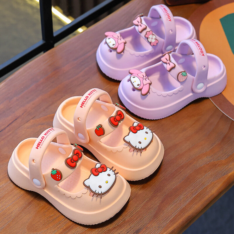 Sanrio Cinnamonll Children Slippers Hellokitty Kuromi Non-slip Home Outdoor Cartoon Kuromi Sandals Shoes Girls Gift Wholesale