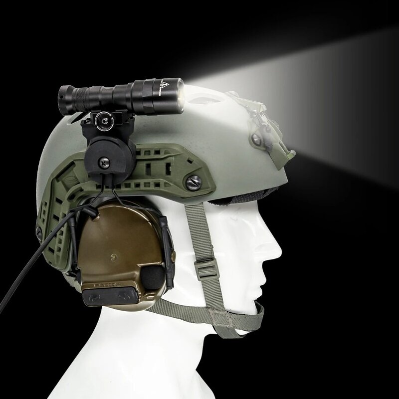 TS TAC-SKY Tactical Flashlight Helmet Mount Kit for PELTO ARC Rail Adapter COMTAC Helmet Mount BK