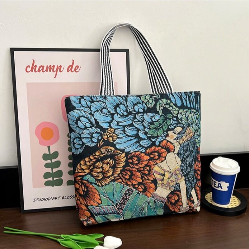 Canvas Retro Handbags Casual Square Shape Handbags Storage Bag
