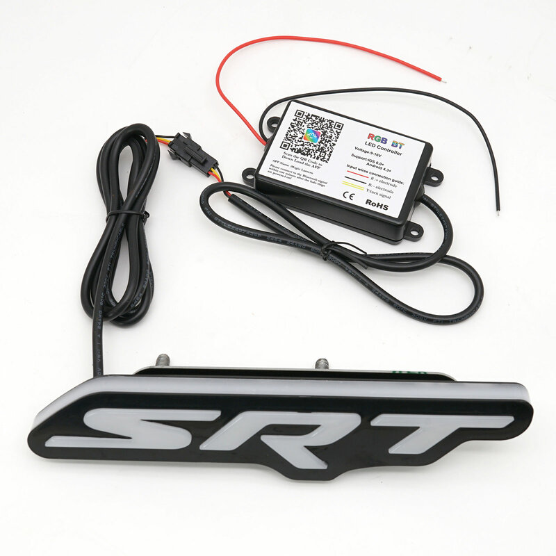 Lampu kisi RGB dinamis multiwarna indikator bahaya peringatan lampu peringatan lampu lambang aplikasi Bluetooth untuk SRT Dodge